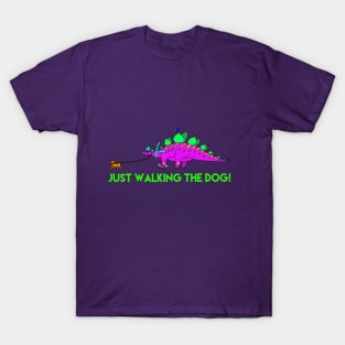 Stegosaurus Dinosaur Walking His Chihuahua Dog! T-Shirt